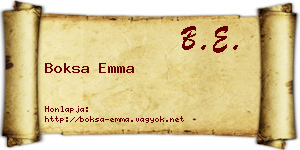 Boksa Emma névjegykártya